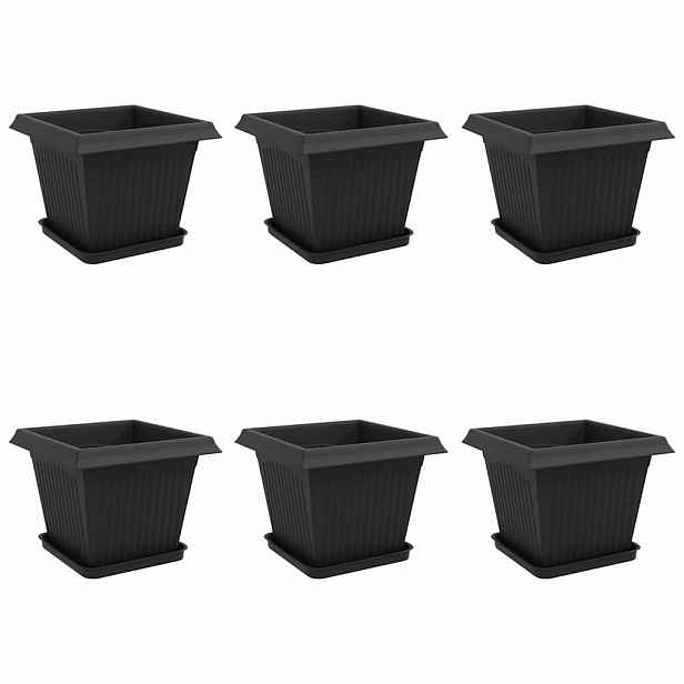 vidaXL Květináče 6 ks Černá Plast