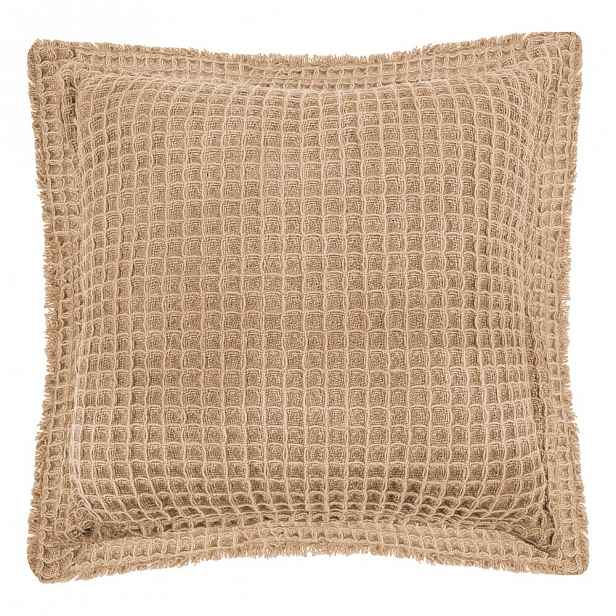Béžový bavlněný dekorativní polštář Tiseco Home Studio Waffle, 45 x 45 cm