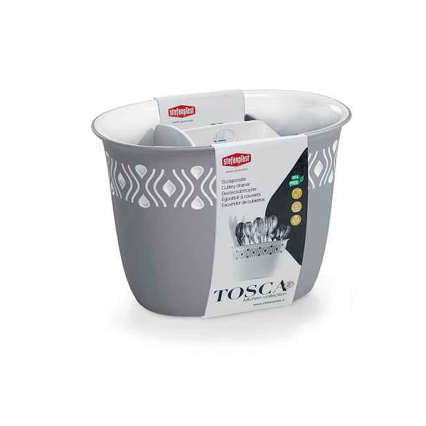 STEFANPLAST Odkapávač na příbory Tosca bílý/šedý