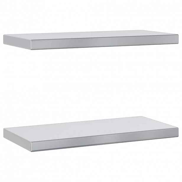 vidaXL Nástěnné police 2 ks 50 x 23,5 cm stříbrné nerezová ocel