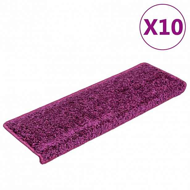 vidaXL Schodové rohože 10 ks 65 x 21 x 4 cm fialové s obdélníkovým okrajem