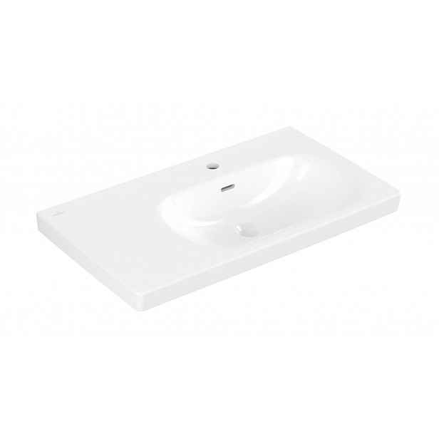 Villeroy & Boch Skyla - Umyvadlo 80x46 cm, s přepadem, otvor pro baterii, CeramicPlus, alpská bílá 5A52R1R1