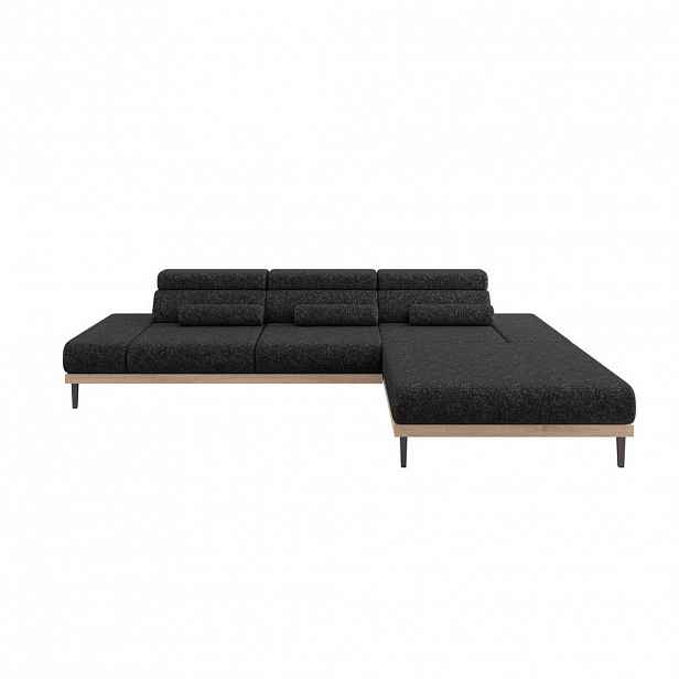 ALTDECOR ELEKTRICKÁ rohová pohovka MONA, pravá, 316x205x85 cm, černá, velur