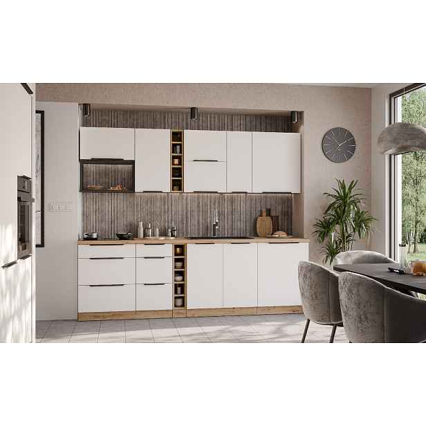 Kuchyňská linka 255 cm Aria 1 - Dub artisan + WH Crystal white AFM