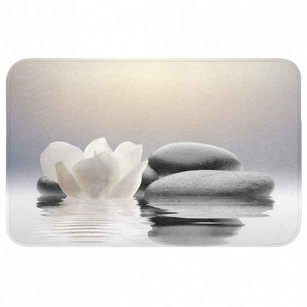 OnlyWow KOUPELNOVÁ PŘEDLOŽKA Kameny - Lotos - Bílý - Voda - Zen 80x50 cm