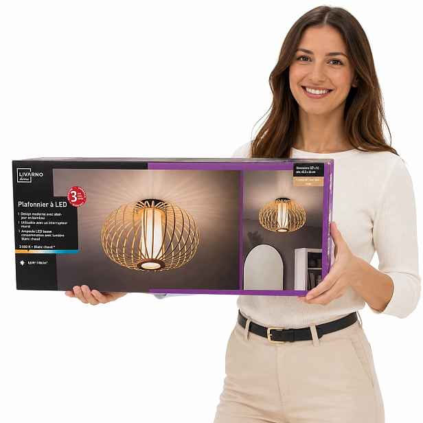 Stropní Svítidlo Livarno Home Led Bambus 45,5 cm Stropní Svítidlo Dřevěný 3000K 806 lm