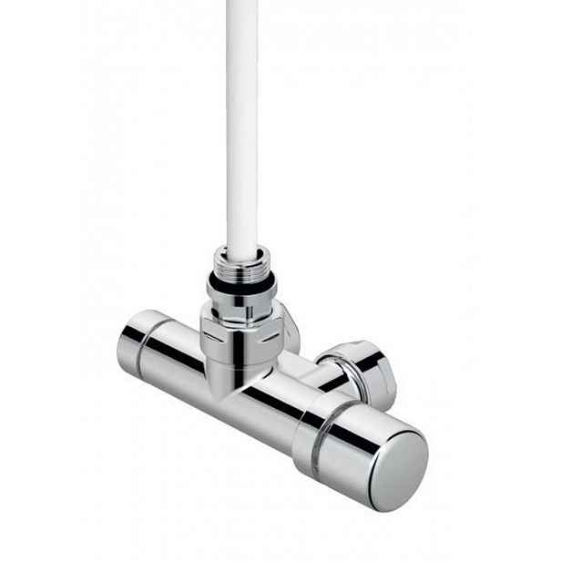 Zehnder - Rohová armatura 1-bodová SET K, 1/2, s regulační hlavicí vpravo, přívod vlevo, rozteč 50 mm, chrom 839018