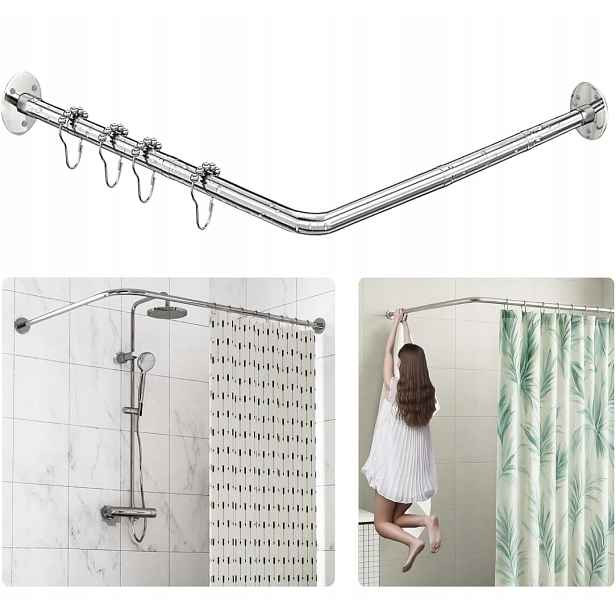Tyč Na Sprchový Závěs Ve Tvaru Písmene L Rohová 70-95 CM