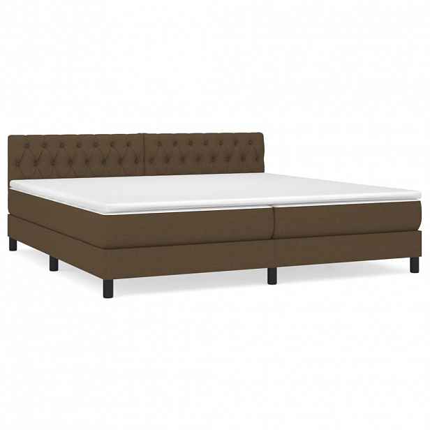 vidaXL Box spring postel s matrací tmavě hnědá 200x200 cm textil