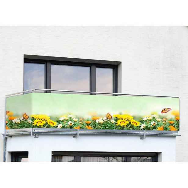 Balkonový kryt s motýly, 5m x 38 cm, baervný