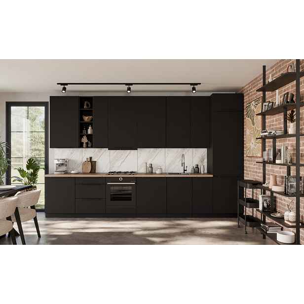 Kuchyňská linka 390 cm Aria 2 - Černá + BL Black AFM