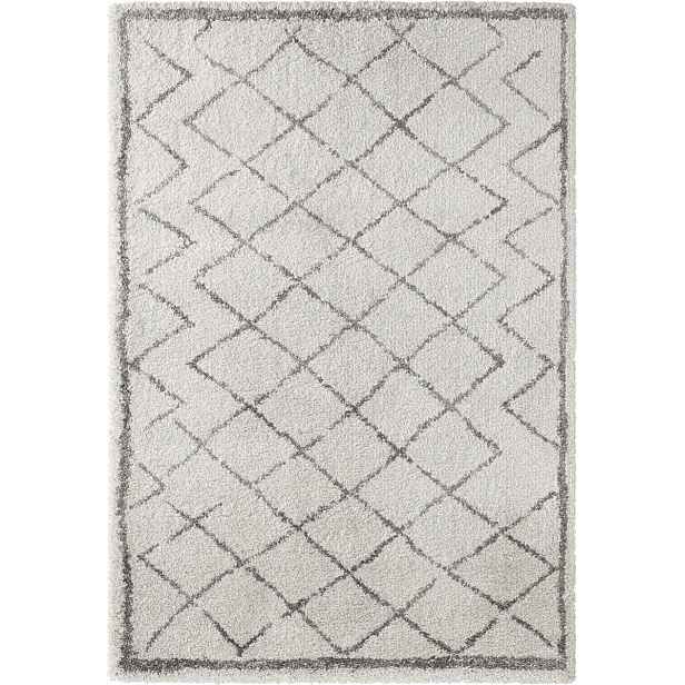 Šedo krémový hrubý koberec typu shaggy do obývacího pokoje, boho vzor 160x230 cm