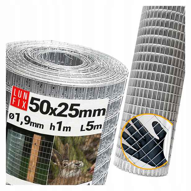 Svařovaná síť stříbrný pozink 1 m drát 1,9 mm očko 50x25 mm 5 m