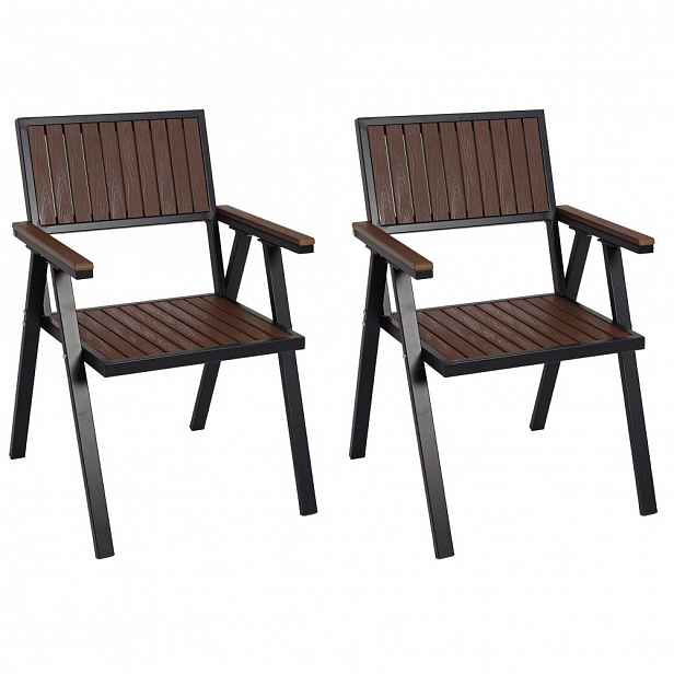 Zahradní židle 2 ks Černá / hnědá