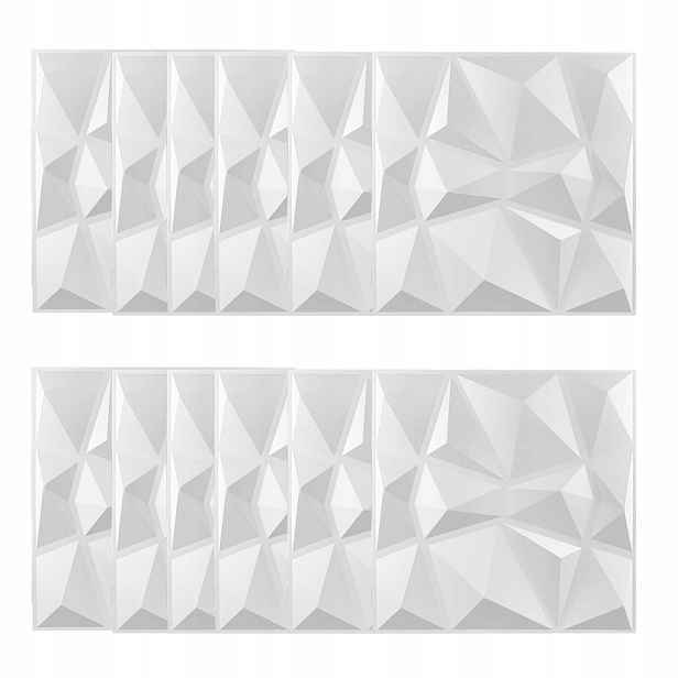 Bílý Nástěnný Kaseton Nástěnné Panely Stropní Kasety 3D Diamant Bílá 12x