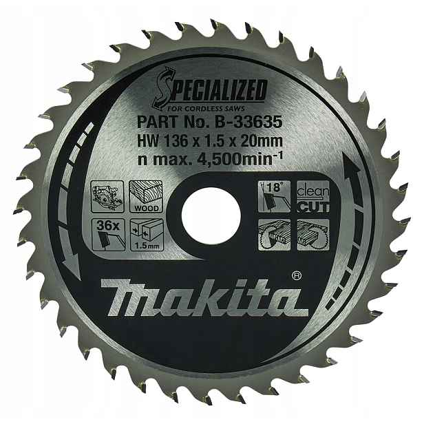 Makita B-33635 Kotouč Na Dřevo 136xx20mm 36 Zubů