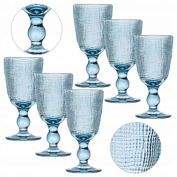 Skleničky Na Víno 250 ml 6 Ks Modré sklo barová sada sklenic