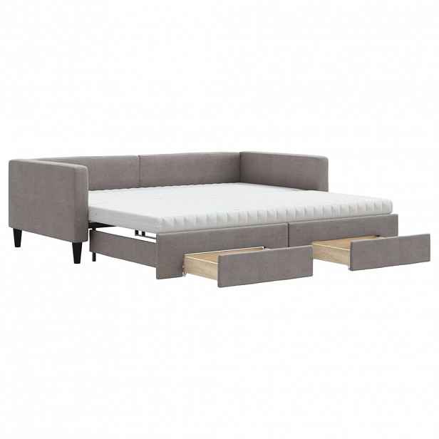 vidaXL Válenda s přistýlkou a zásuvkami taupe 100 x 200 cm textil