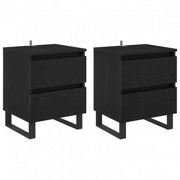 vidaXL Noční skříňka 2 ks Černý dub 40 x 35 x 50 cm Kompozitní dřevo