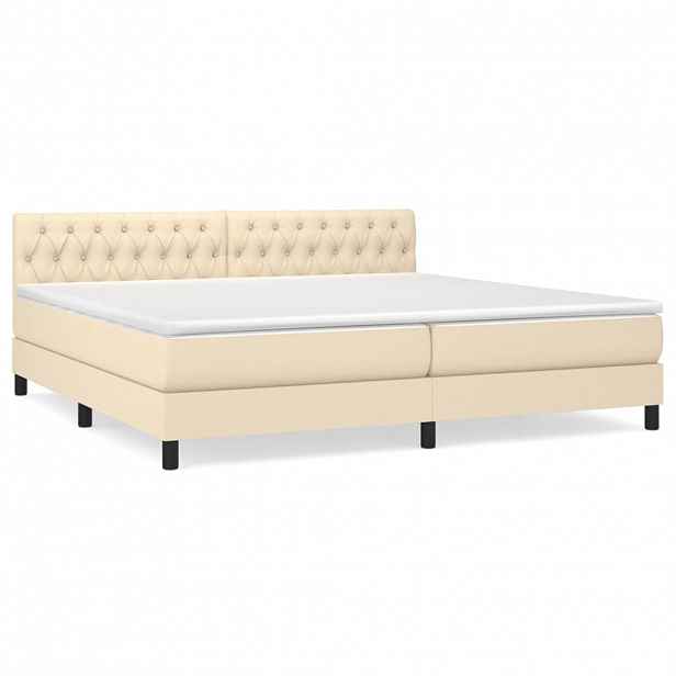 vidaXL Box spring postel s matrací krémová 200x200 cm textil