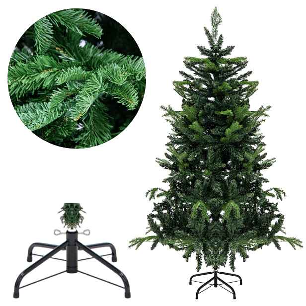 Klasický umělý vánoční stromeček hustý Pe/pvc 150 cm 500 konců stojan 47129R