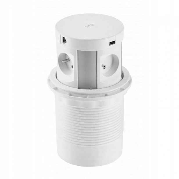 Prodlužovač Stolní Nábytková Zásuvka Gtv Comfort Plus Usb Bílý