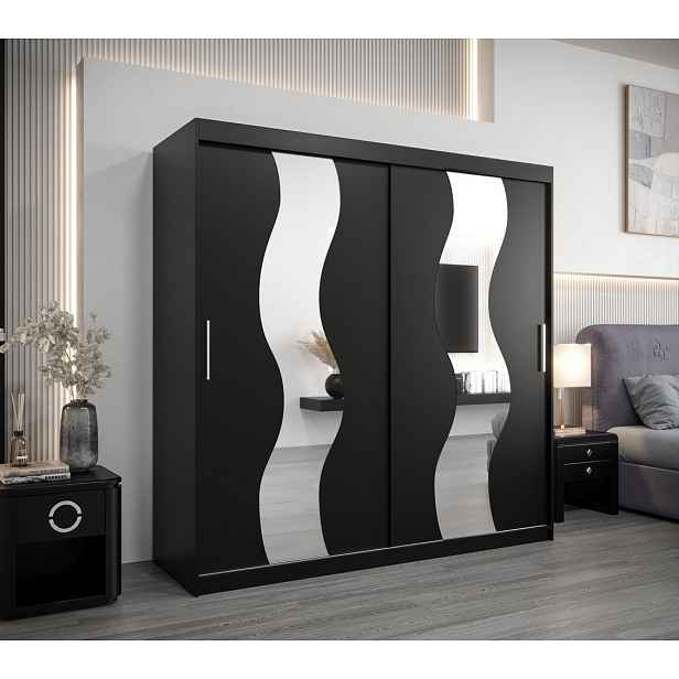 Šatní skříň JESIKA - šířka 200 cm, černá