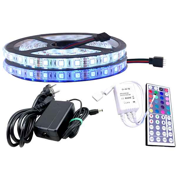 Set Led pásek 300SMD Rgb 5050 IP65 ovladač 7 m