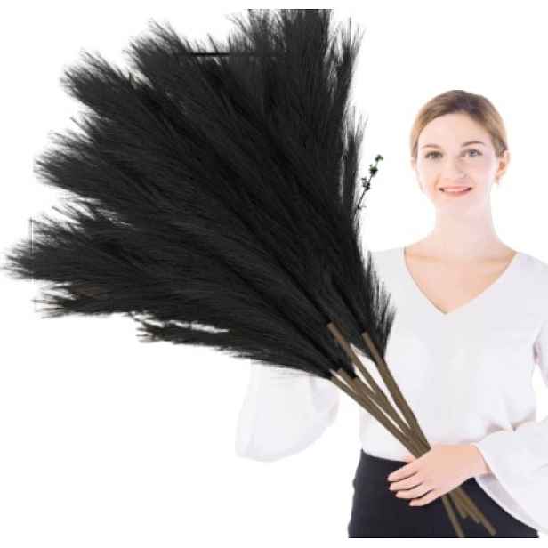 Tráva Umělá Pampová 6 Ks 110 CM Černá Nadýchaná Do Vázy Boho