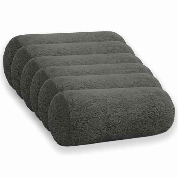 vidaXL Povlak na polštář 6 pcs HEERLEN Tmavě šedá Ø 15 x 40 cm Bouclé