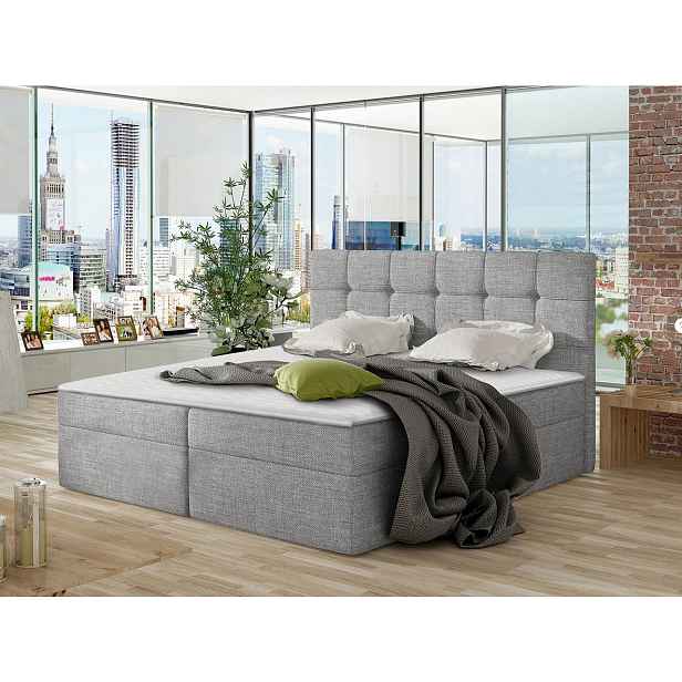 Moderní box spring postel Nestor 180x200, šedá HELCEL