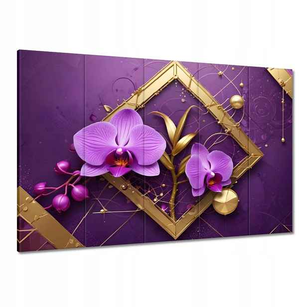 Obrazy 100x70 Fialové orchideje a zlato