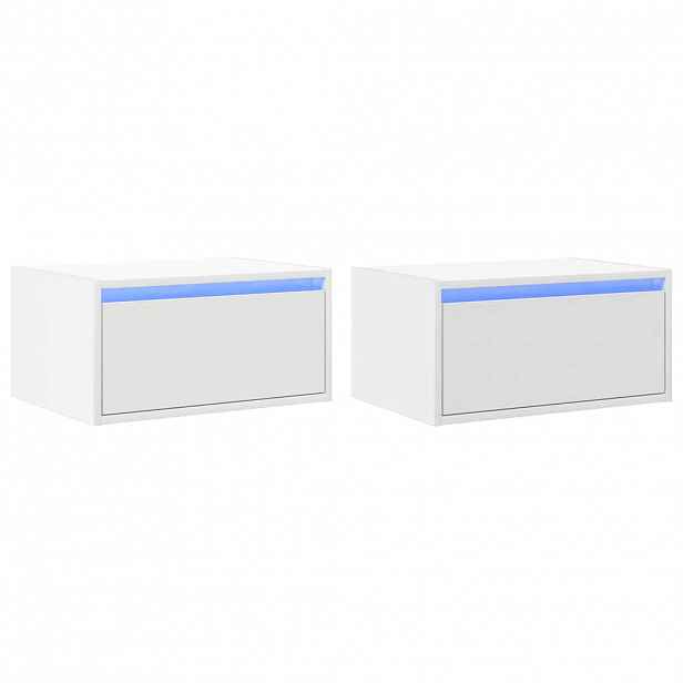 vidaXL Nástěnné noční stolky s LED osvětlením 2 ks bílé