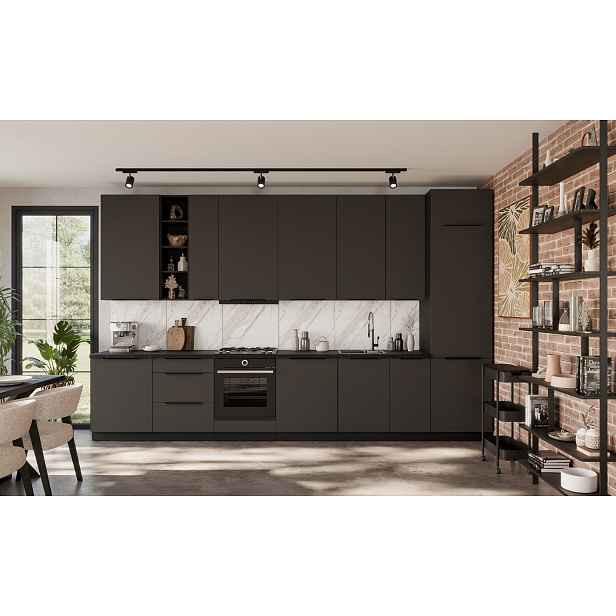 Kuchyňská linka 390 cm Aria 2 - Černá + GR Graphite AFM