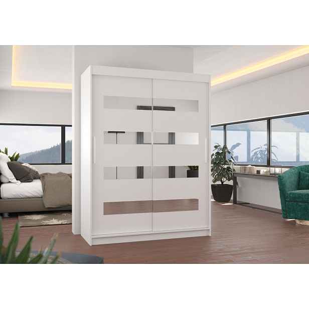 Šatní skříň se zrcadlem 150 cm RADLA - bílá