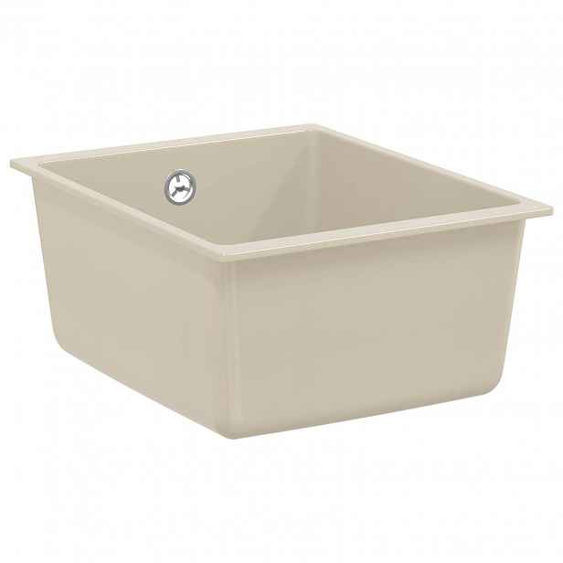 vidaXL Dřez 80% Křemenné a 20% Pryskyřice 370 x 460 mm Béžová