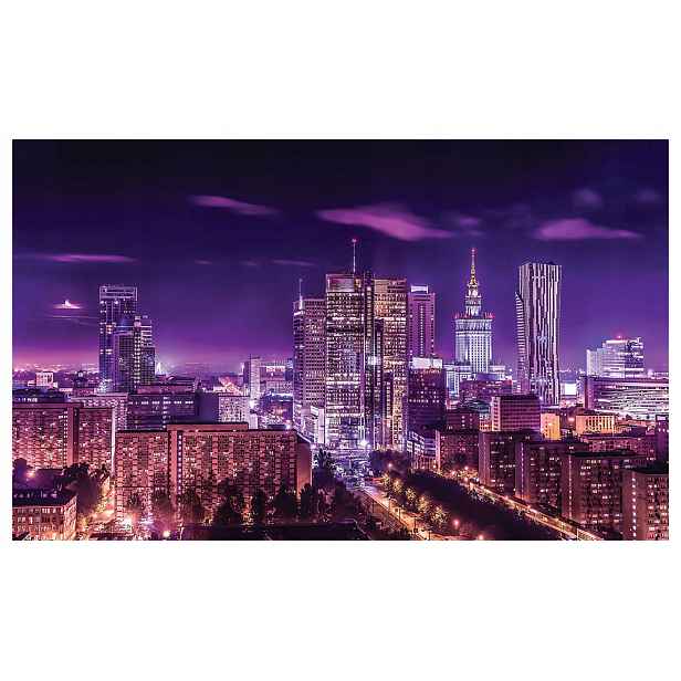 Vliesová fototapeta Noční město Fialová obloha Mraky 368x254 lepidlo