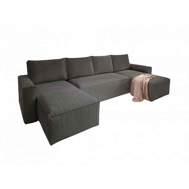 AKCE Tmavě šedá sedací souprava do U SMART COSARO 295x140 cm II. jakost