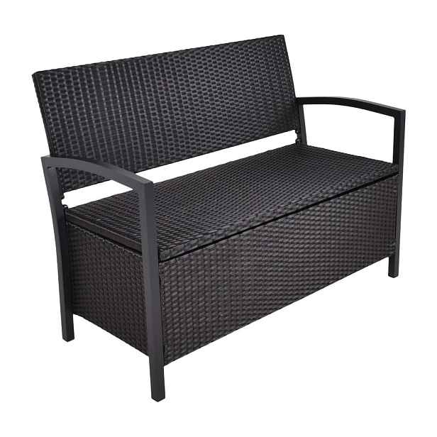 Černá zahradní lavice z umělého ratanu Ferrara – Garden Pleasure