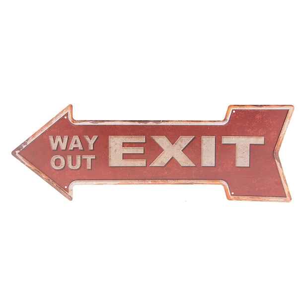 Červená plechová cedule Exit - 46*15 cm Clayre & Eef