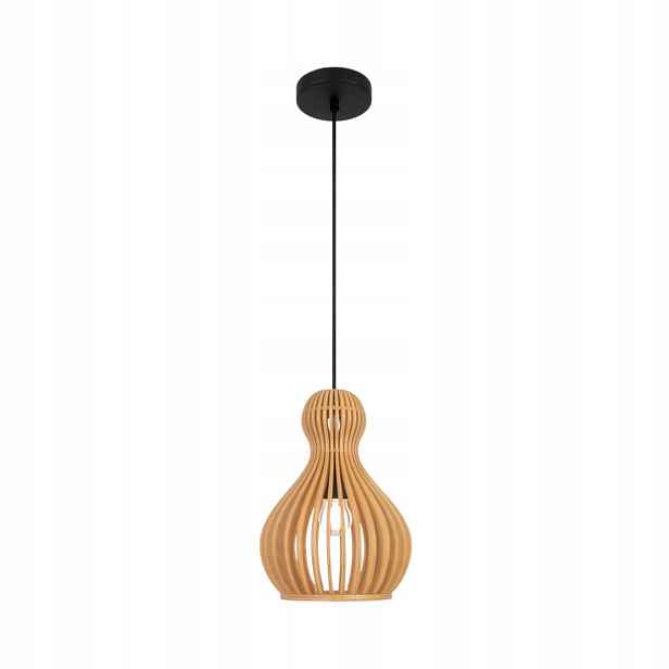 Dekorativní závěsná lampa kulatá černá s dřevěným stínidlem Ø20 cm Maytoni