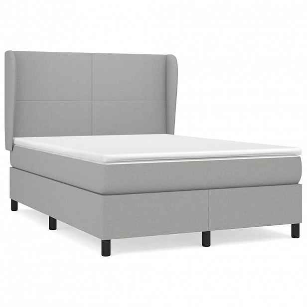 vidaXL Box spring postel s matrací světle šedá 140 x 190 cm textil