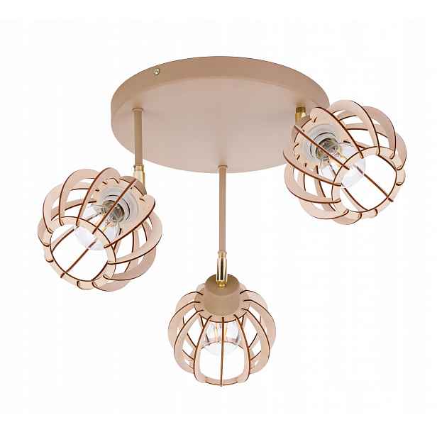 Závěsná Stropní Lampa Stropní Svítidlo Lustr Ruch 3x E27 Kašmír béžová stínidlo Dřevo