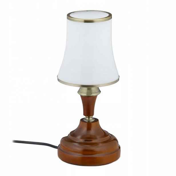 Starožitná stolní lampa Relaxdays se skleněným stínítkem a dřevěnou spodní částí, 30 x 13 cm