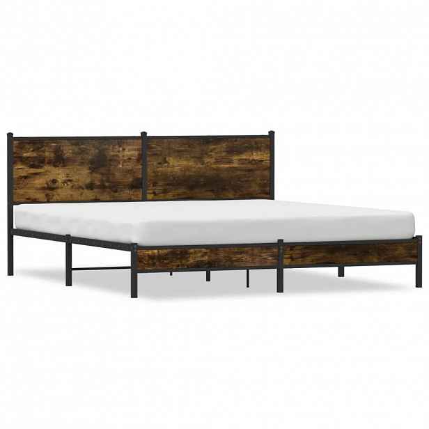 vidaXL Kovový rám postele bez matrace kouřový dub 160 x 200 cm