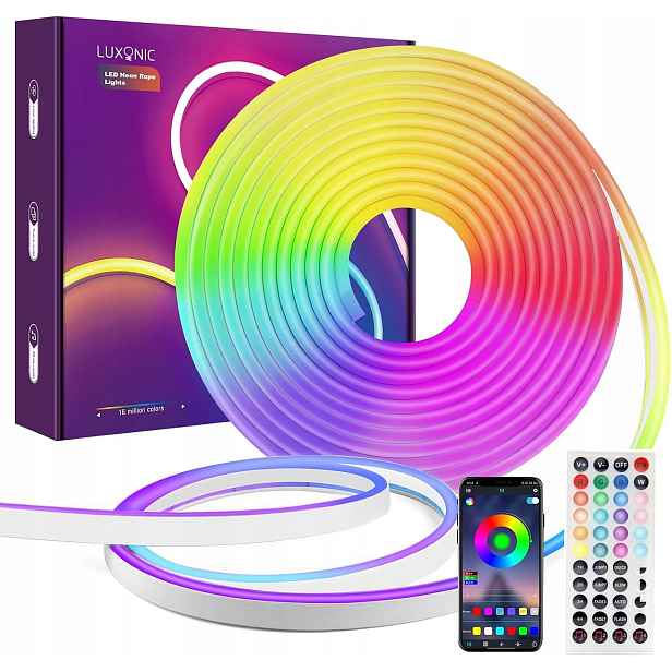 Led páska Neon Diy 5 m voděodolná s aplikací Dálkový Ovladač pro synchronizaci hudby