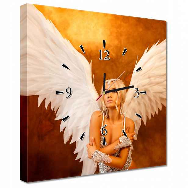 Nástěnné hodiny 40x40 Anděl blond vlasy