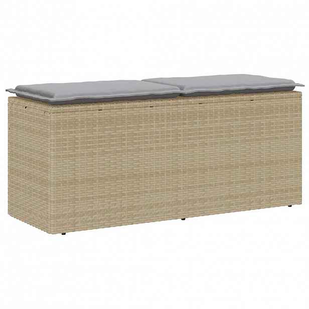 vidaXL Zahradní lavice s poduškou béžová 110x40x44 cm polyratan