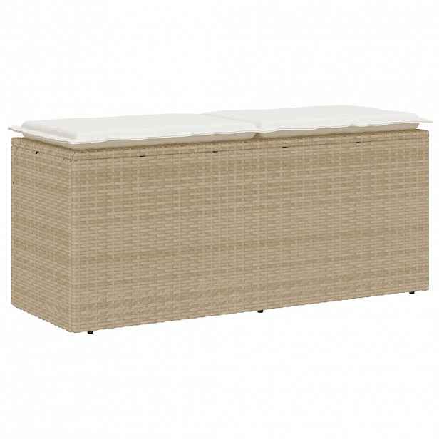 vidaXL Zahradní lavice s poduškou béžová 110x40x44 cm polyratan
