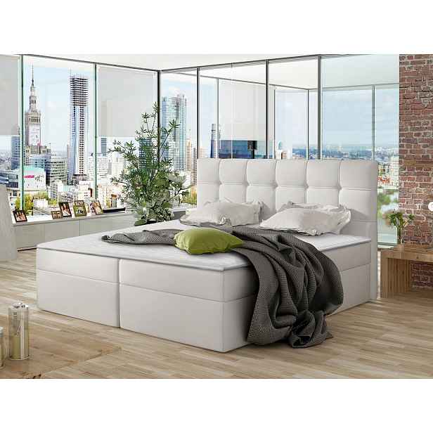 Moderní box spring postel Nestor 160x200, bílá HELCEL
